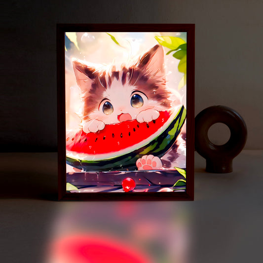 CAT Watermelon -  Painting Lamp Artwork